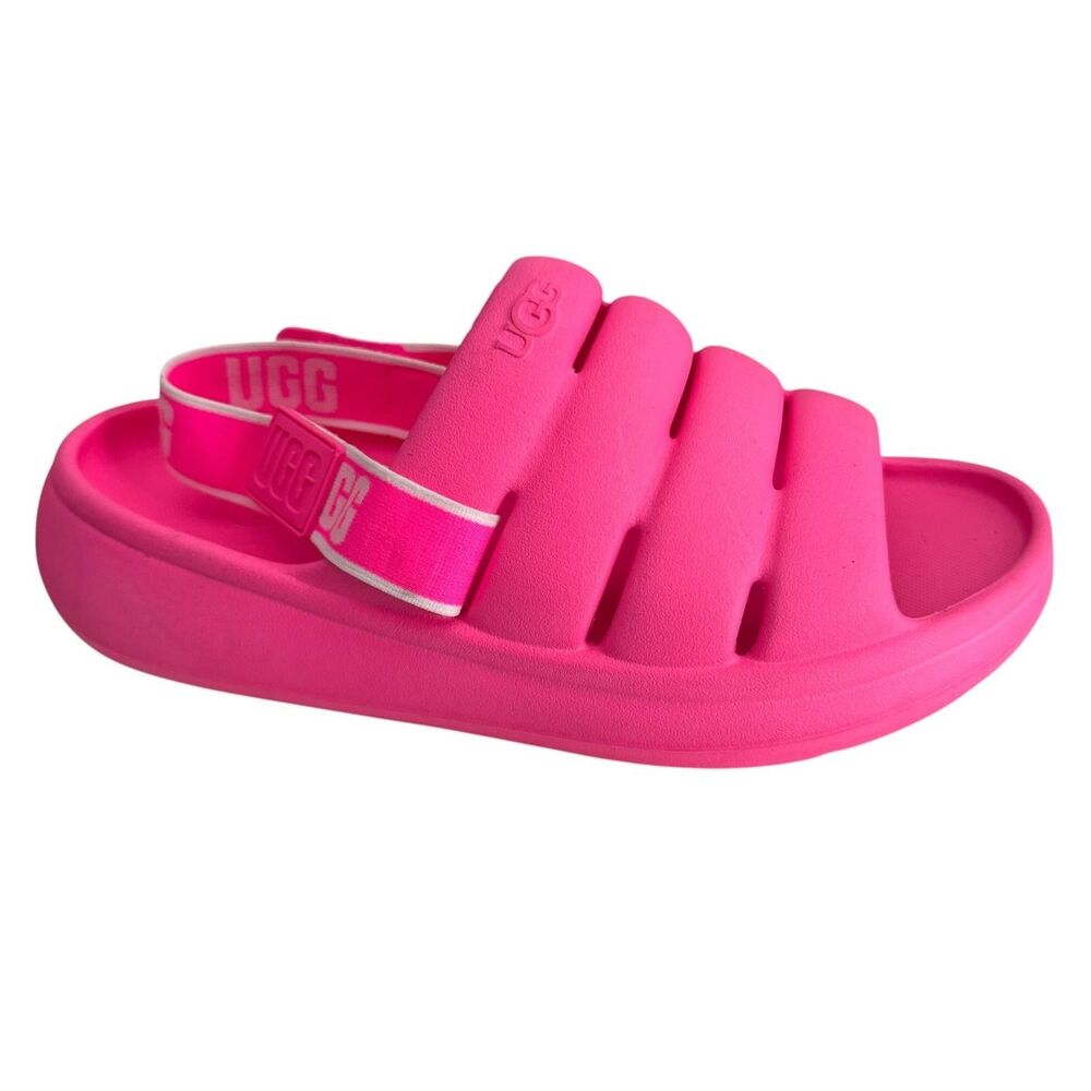 UGG Sport Yeah Sandals Womens Size 7 Pink Slide Slingback Comfort Shoes Platform